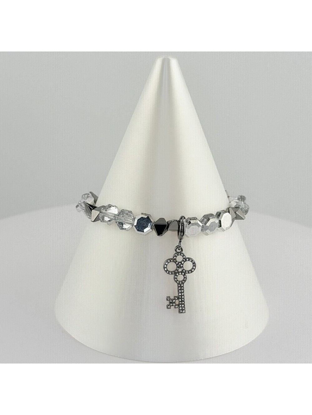 Bomb Party Single Key Charm Bracelet - on Hematite #211